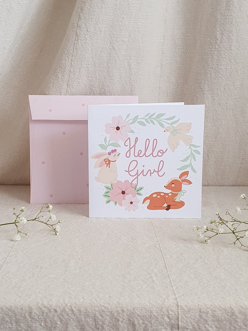 Printable Girl Baby Shower Card/ Digital Print Homemade Card to Welcome ...