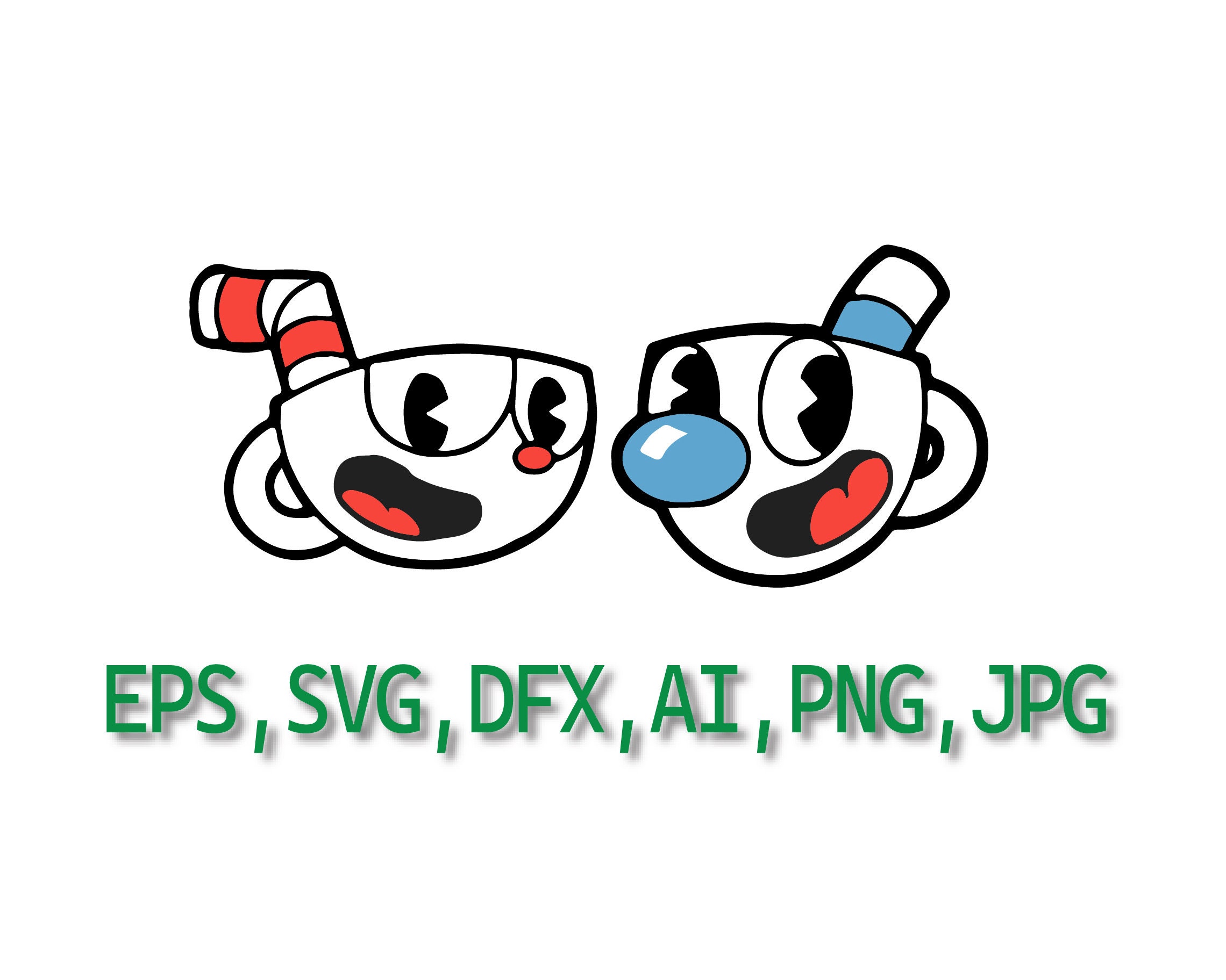 Cuphead and Mugman SVG DXF EPS Png Illustrator picture