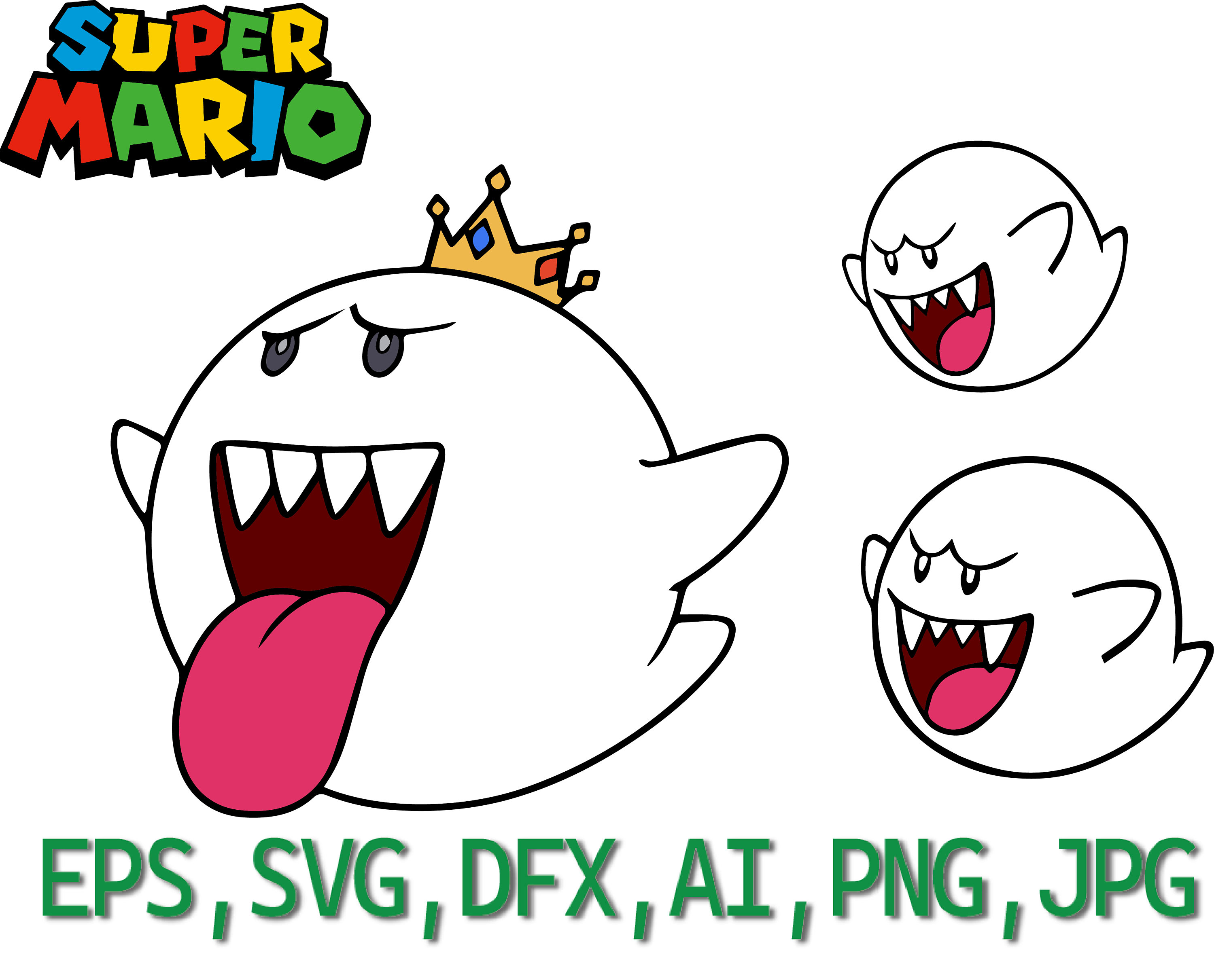 Super Mario SVG DXF EPS Png Illustrator. Bowser 