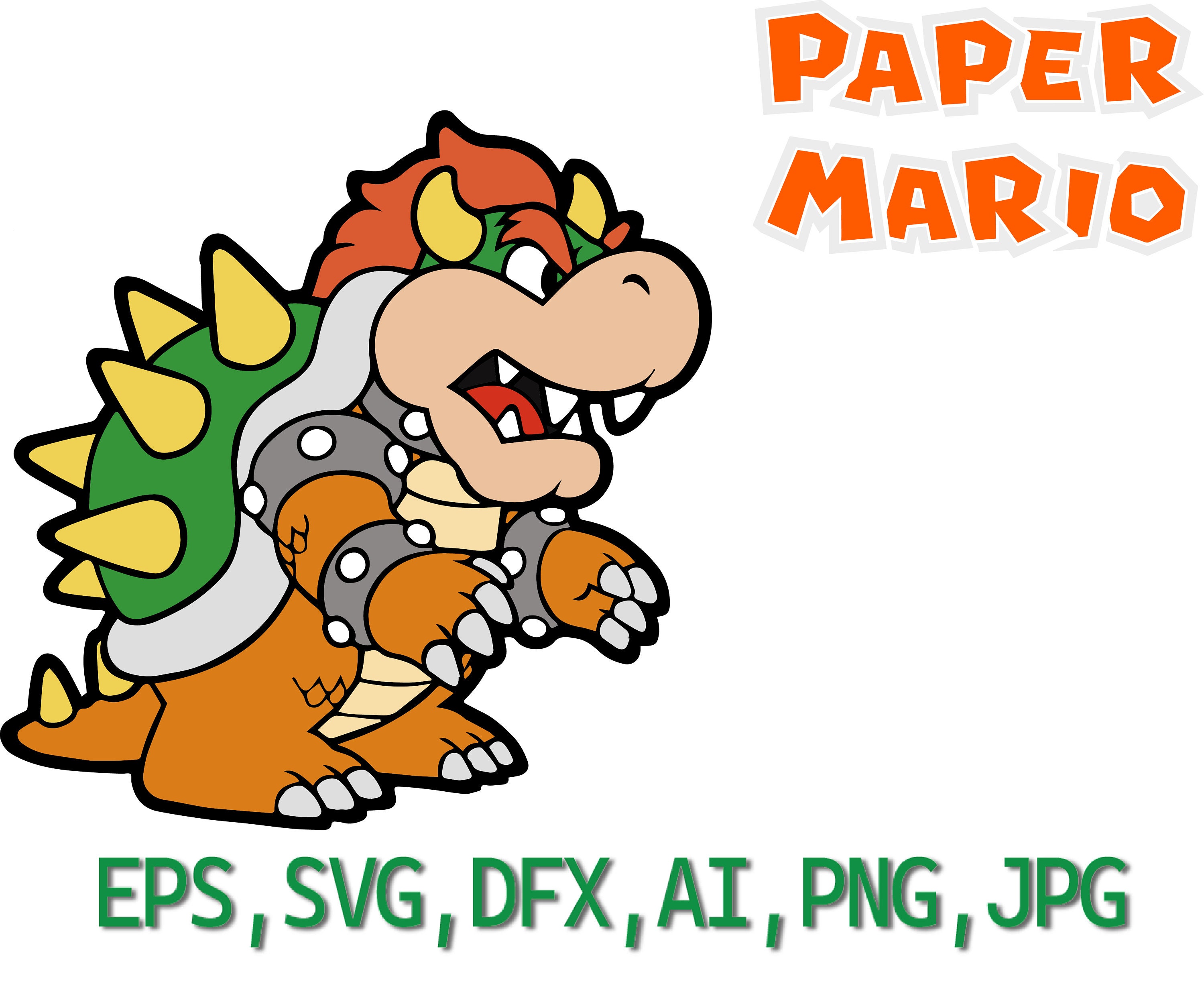 Super Mario SVG DXF EPS Png Illustrator. Bowser 