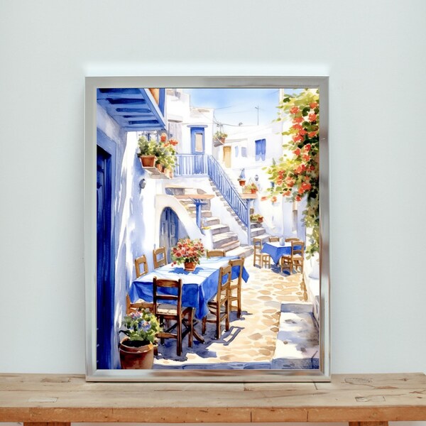 Greek Taverna Poster Etsy