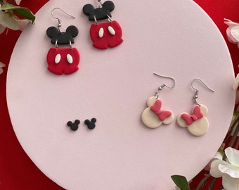 Handmade Polymer Clay Disney Earrings, Polymer Clay Mickey Mouse, Polymer Clay Mickey Mouse Studs, Minnie Mouse Earrings, Disneyland Earring