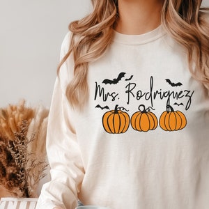 Pompoen herfst aangepaste leraar shirt cadeau aangepast comfort kleuren lange mouw T-shirt cadeau opvoeder shirt cadeau herfst shirt waardering cadeau