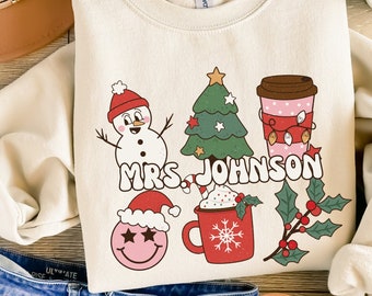 Mrs. Sweatshirt Personalized Sweater Winter Custom Christmas Sweatshirt Retro Christmas Sweatshirt Gift Just Married Sweatshirt Holiday Gift