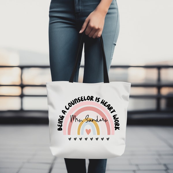 Custom School Counselor Gift Guidance Counselor Appreciation Gift Custom Tote Bag Customized Work Bag Personalized Coworker Gift Staff