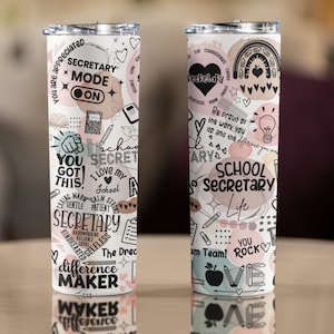 Geschenk für Schulsekretärin, Geschenk für Verwaltungsassistentin, Geschenk für Schulsekretärin, Lehrerin, dünnes Trinkglas mit Strohhalm, 590 ml
