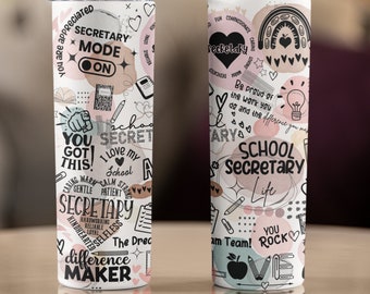 School Secretary Gift Administrative Assistant Gift School Secretary Teacher Tumbler Skinny Tumbler with Straw 20oz Tumbler