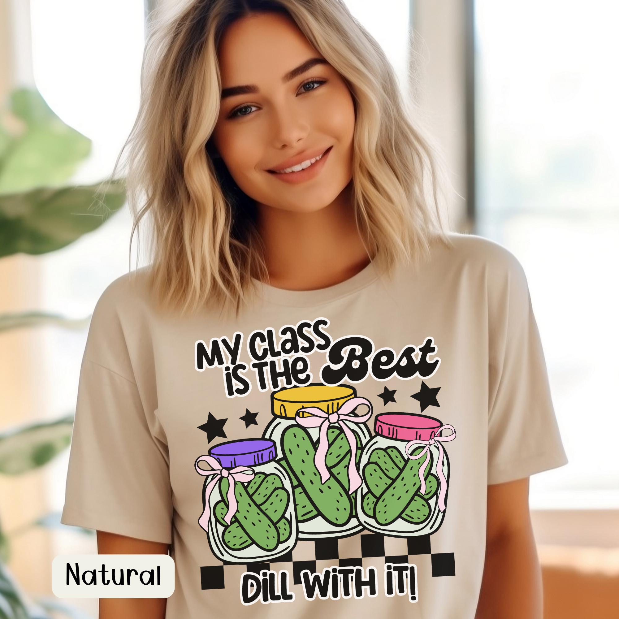 Teacher Pickle Shirt Last Day of School Retro Clothes Dill With It 