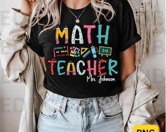 Fichier PNG personnalisé de professeur de mathématiques TÉLÉCHARGEMENT NUMÉRIQUE fichier de sublimation de la rentrée scolaire Pi Day School Decor vêtements d'école