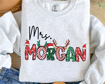 Mrs. Sweatshirt Personalized Sweater Winter Custom Christmas Sweatshirt Women Christmas Sweatshirt Gift Just Married Sweatshirt Holiday Gift