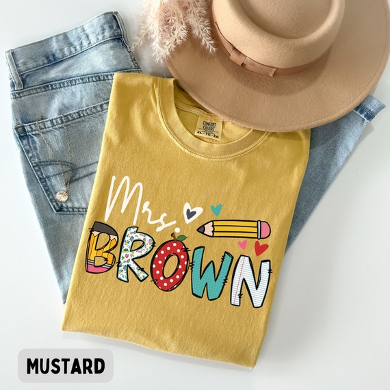 Custom Comfort Colors Shirt Oversized Shirt Custom Tee Shirt Back to School Shirt Elementary School Teacher Shirt Custom Teacher Name Shirt