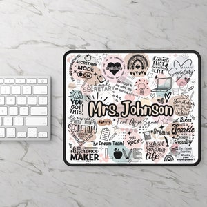 Tapis de souris secrétaire d'école personnalisé cadeau secrétaire cadeau de rentrée scolaire cadeau de remerciement secrétaire d'école cadeau déco bureau tapis de souris personnalisé