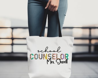 Custom School Counselor Gift Custom School Bag Guidance Counselor Appreciation Gift Custom Tote Bag Customized Work Bag Coworker Gift Staff