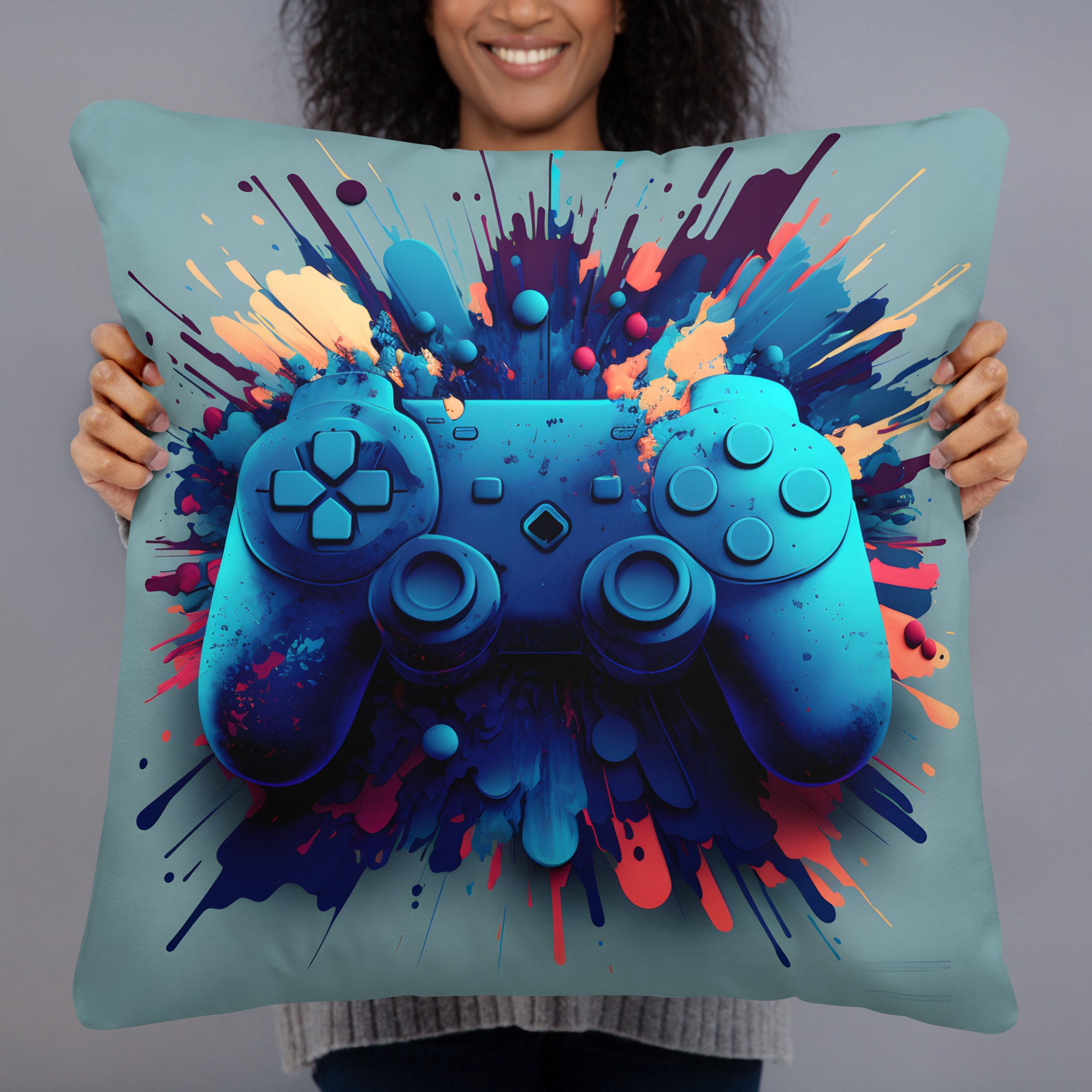 Gaming Pocket Cushion , Personalised Gaming Cushion , Controller Cushion ,  Playstation Xbox Inspired , Gamer Bedroom , Birthday Gaming Gift 