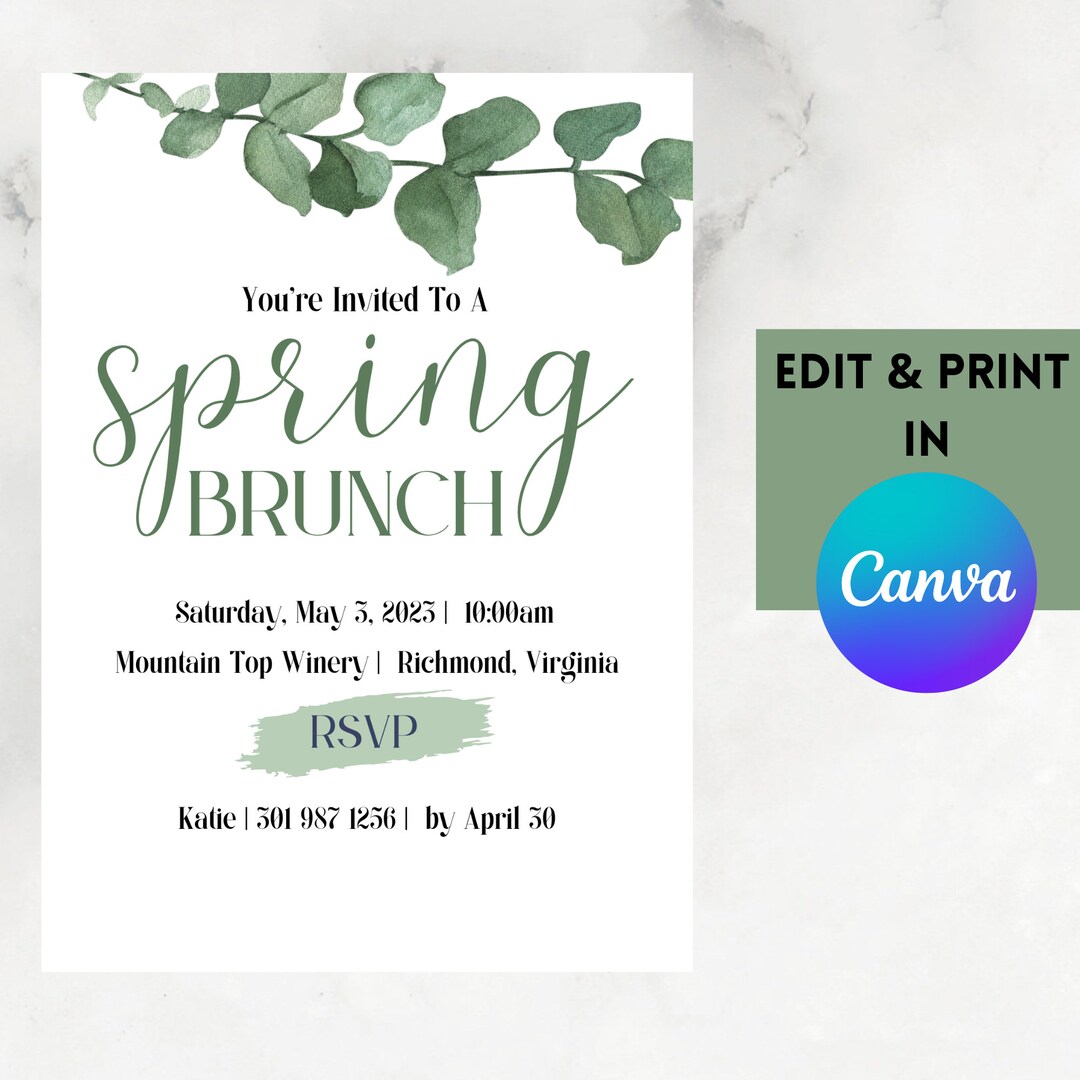 Spring Brunch Invitation Floral Invitation Customizable - Etsy