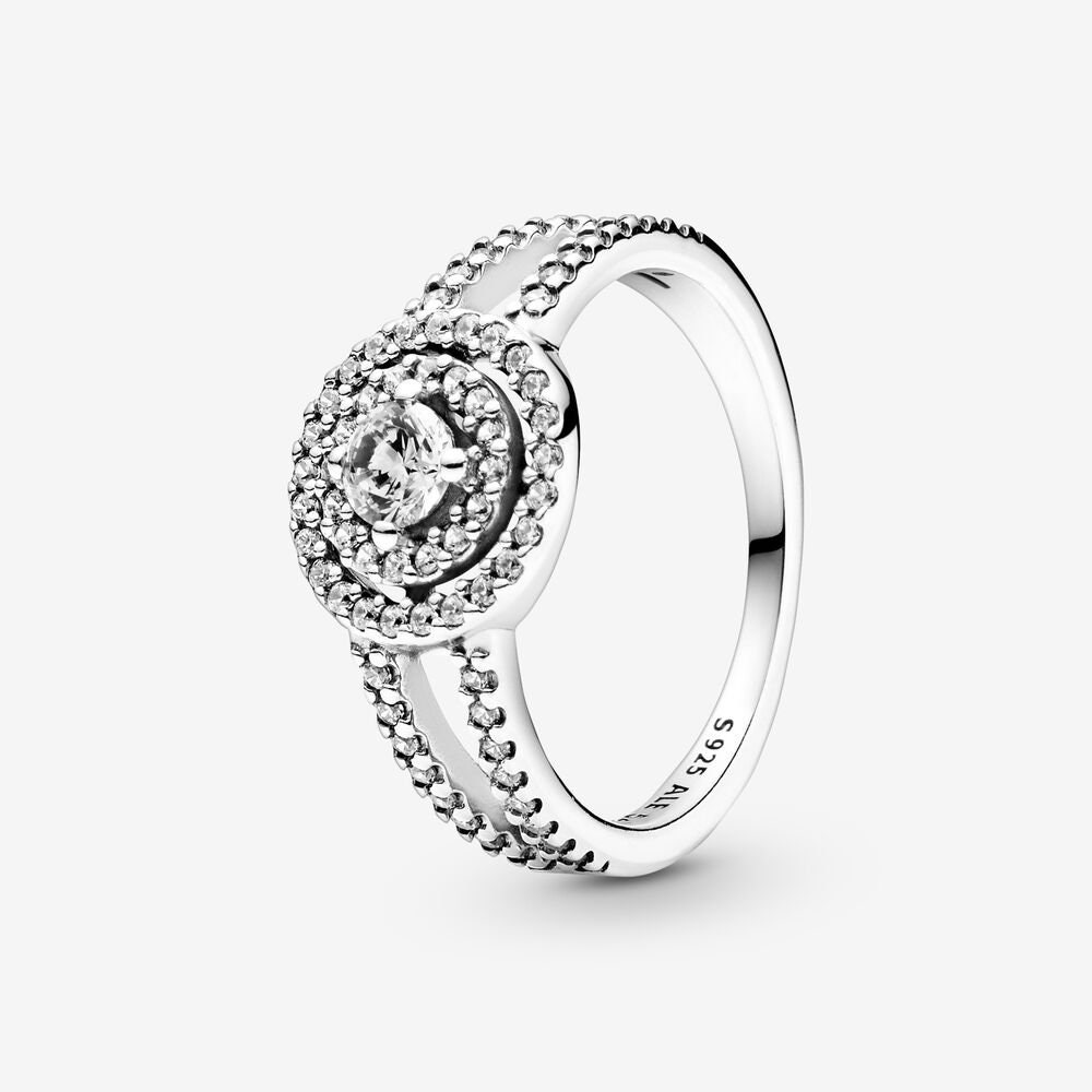 Rectangular Sparkling Halo Ring