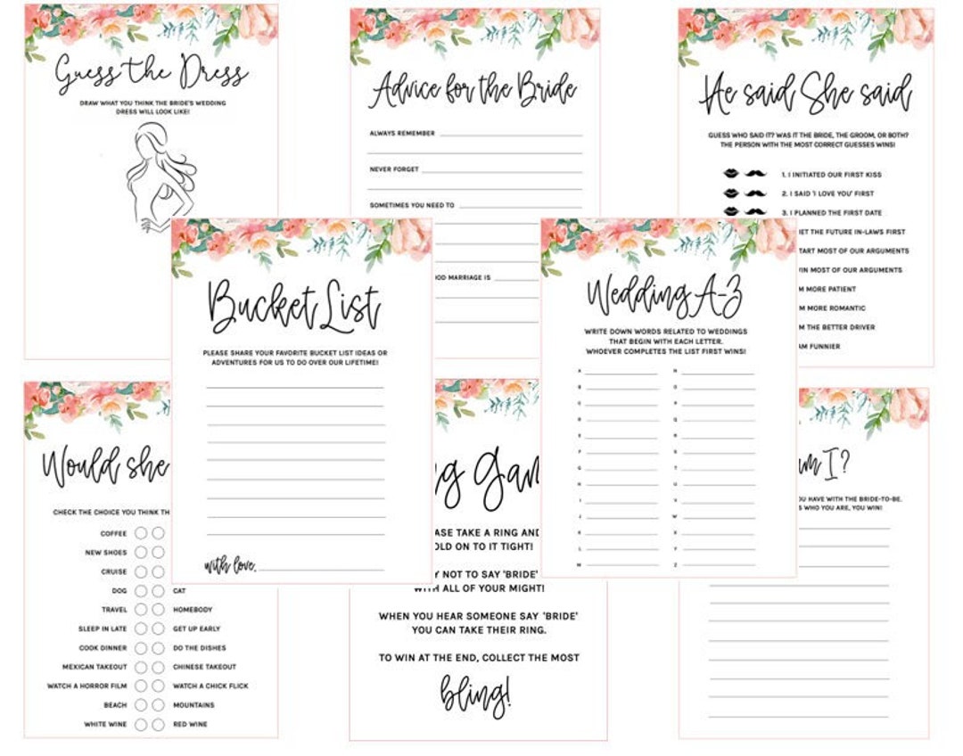 Printable Hen Party Games Etsy