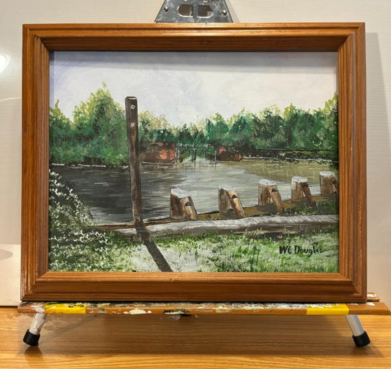 The Locks by Artist W C Douglas; Acrylic on Canvas Board, 11x14