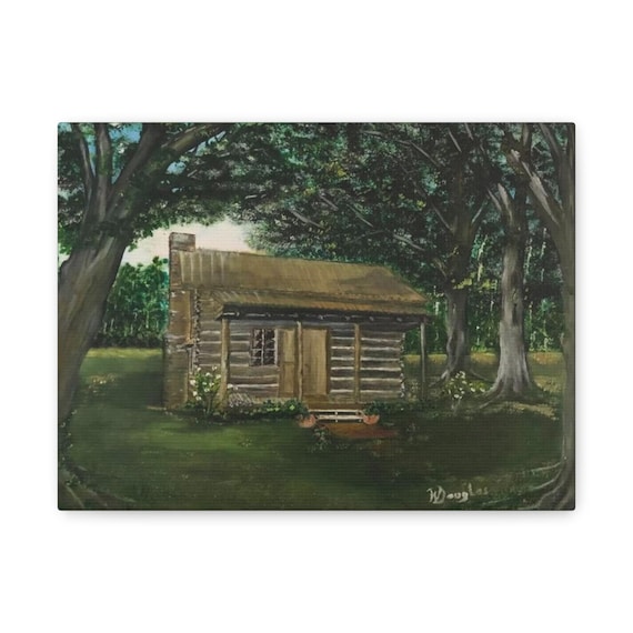 Elisha Douglas Cabin by W C Douglas - Matte Canvas, Stretched, 1.25"