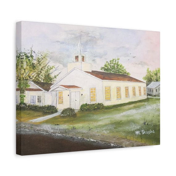 The "old" First Baptist Church of Lockport, LA by W C Douglas - Matte Canvas, Stretched, 1.25"