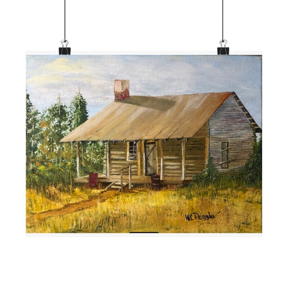 Elisha Douglas Original Log Cabin - Matte Horizontal Poster for framing - by W C Douglas