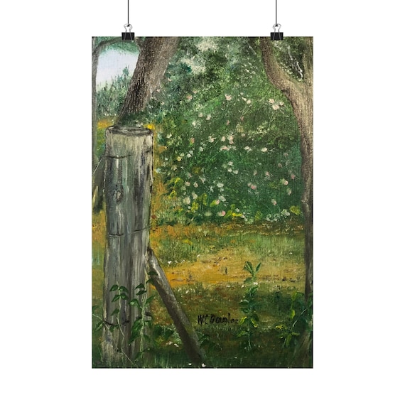 Fence Post and Azaleas - Matte Vertical Poster for Framing - W C Douglas