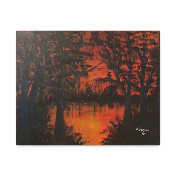 Swamp Sunset by W C Douglas-Matte Canvas, Stretched, 1.25"