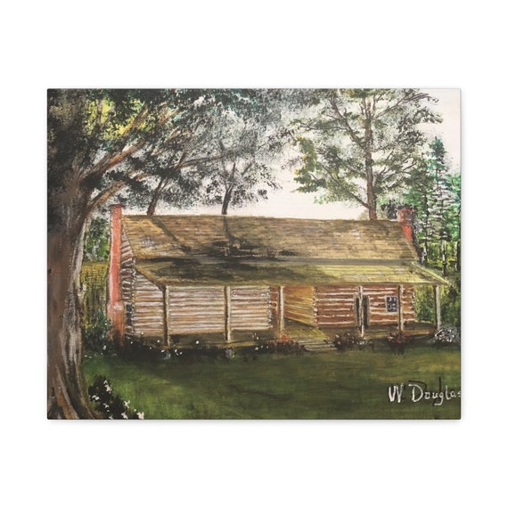 Pioneer John Douglas Sr Cabin (circa 1856)  by Wendell Douglas - Matte Canvas, Stretched, 1.25"