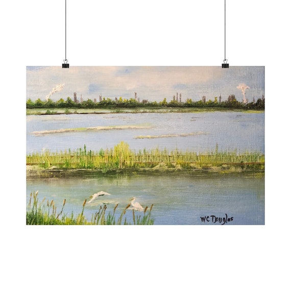 Cranes and I-10 - Matte Horizontal Poster for Framing - W C Douglas