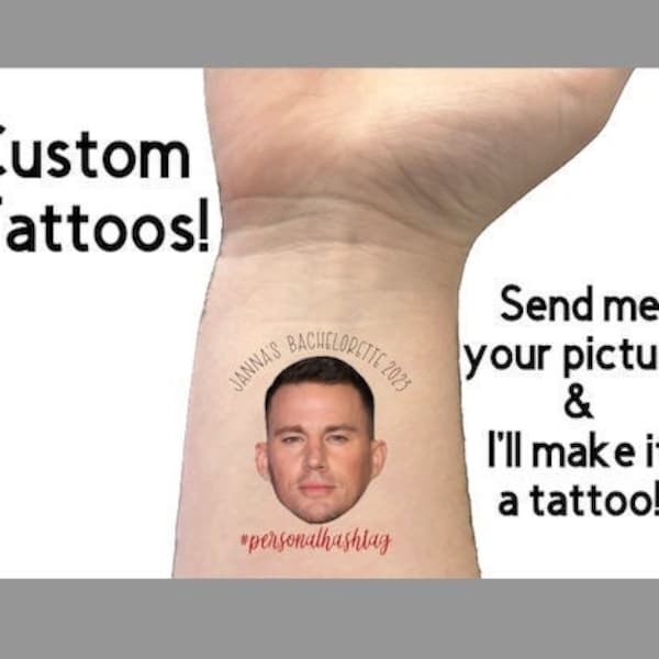Bachelorette Party Tattoos | Custom Temporary Tattoos | Bachelorette Tattoos | Bachelorette Party Favors | Groom's Face Tattoo