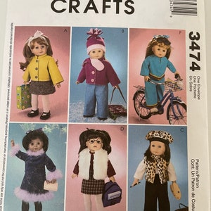 McCall's Crafts 3474 18 Doll Clothes UNCUT 2001 image 1