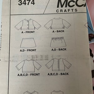 McCall's Crafts 3474 18 Doll Clothes UNCUT 2001 image 4