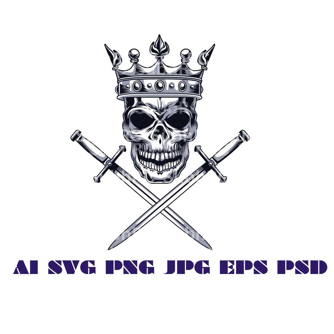 Skeleton Crown, Axe Skull Royal King, Creepy Skeleton Head Clipart