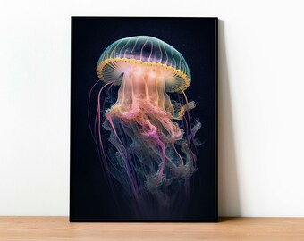 Jellyfish Digital Art Print - Modern Wall Decor - Instant Download - Printable Art - Minimalist Abstract Poster - High-Resolution JPG