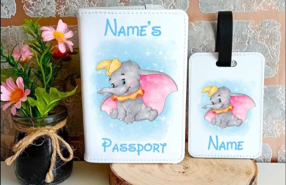 Dumbo Personalised Passport Cover and Luggage Tag Set