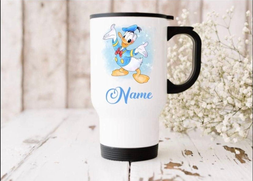 Donald Duck Personalised Inspired Travel Mug Cup With Any Name 