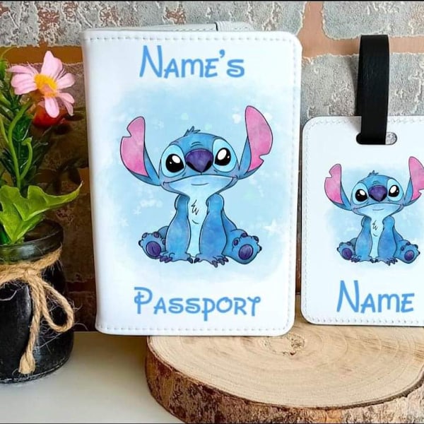 Stitch Personalised passport cover and luggage tag set