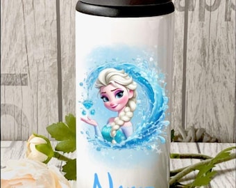 Frozen Elsa inspired Personalised water bottle blue or pink