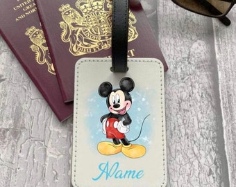 Personalised Mickey Mouse inspired luggage tag name tag with any name added