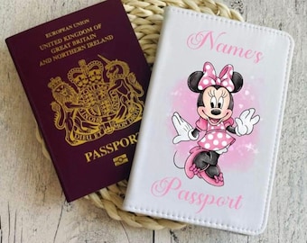 Copertina del passaporto personalizzata ispirata a Minnie Mouse con qualsiasi nome