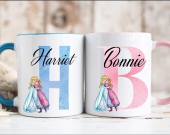 Frozen Elsa Anna inspiró la elección de taza de taza personalizada de azul o rosa