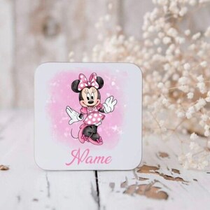 Minnie Mouse inspired coaster personalised with any name