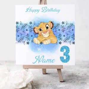 Simba Lion King inspired Personalised Birthday card with any name and age