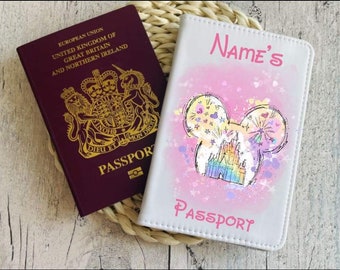 Minnie Mickey castle  Personalised Passport cover with any name