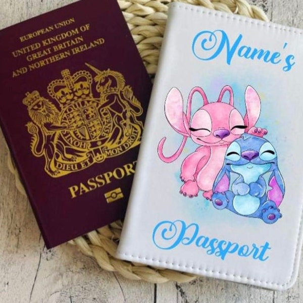 Angel & Stitch inspired Personalised Passport cover with any name