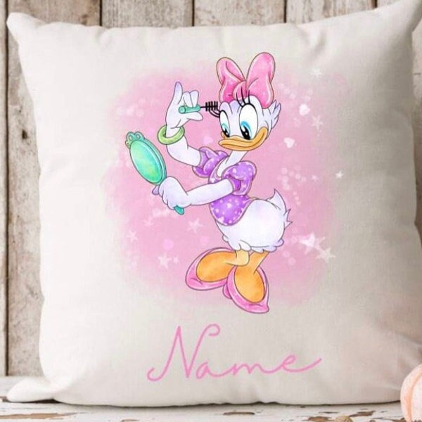 Daisy Duck inspired personalised cushion with any name
