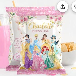 Princess princesses personalised crisps party favours name and age