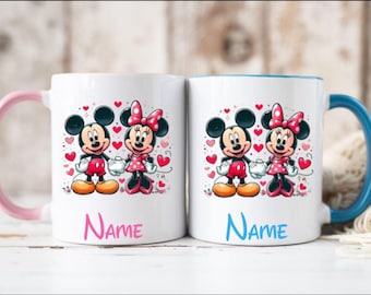 Minnie Mouse Mickey Mouse inspired personalised mug cup choice of blue or pink