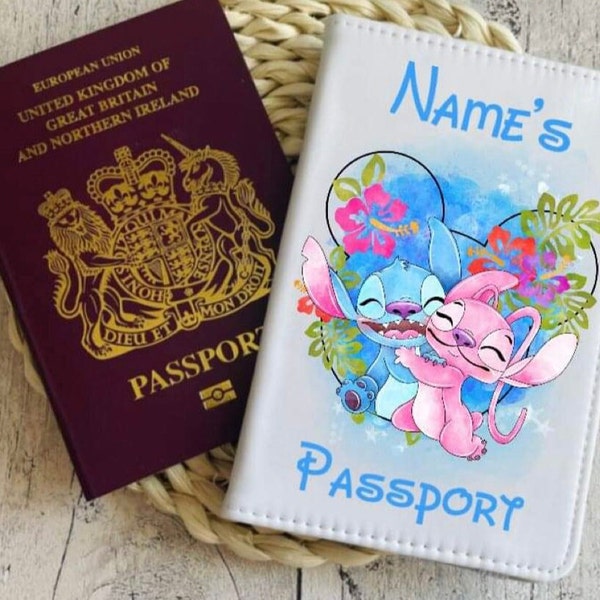 Angel & Stitch inspired Personalised Passport cover with any name
