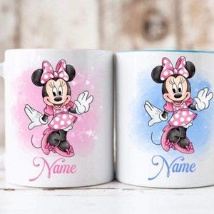 Minnie Mouse inspired personalised mug cup choice of blue or pink